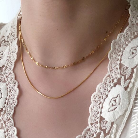 NEW 18K Gold Plated Double Layer Chain Necklace 0 - Picture 1 of 10